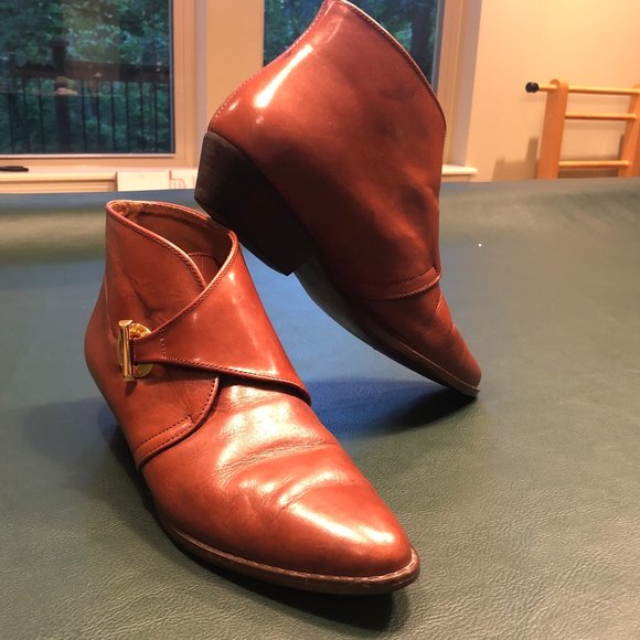 VINTAGE ETIENNE AIGNER BROWN MONK STRAP ANKLE BOOTS SZ 7.5 - Picture 16 of 16